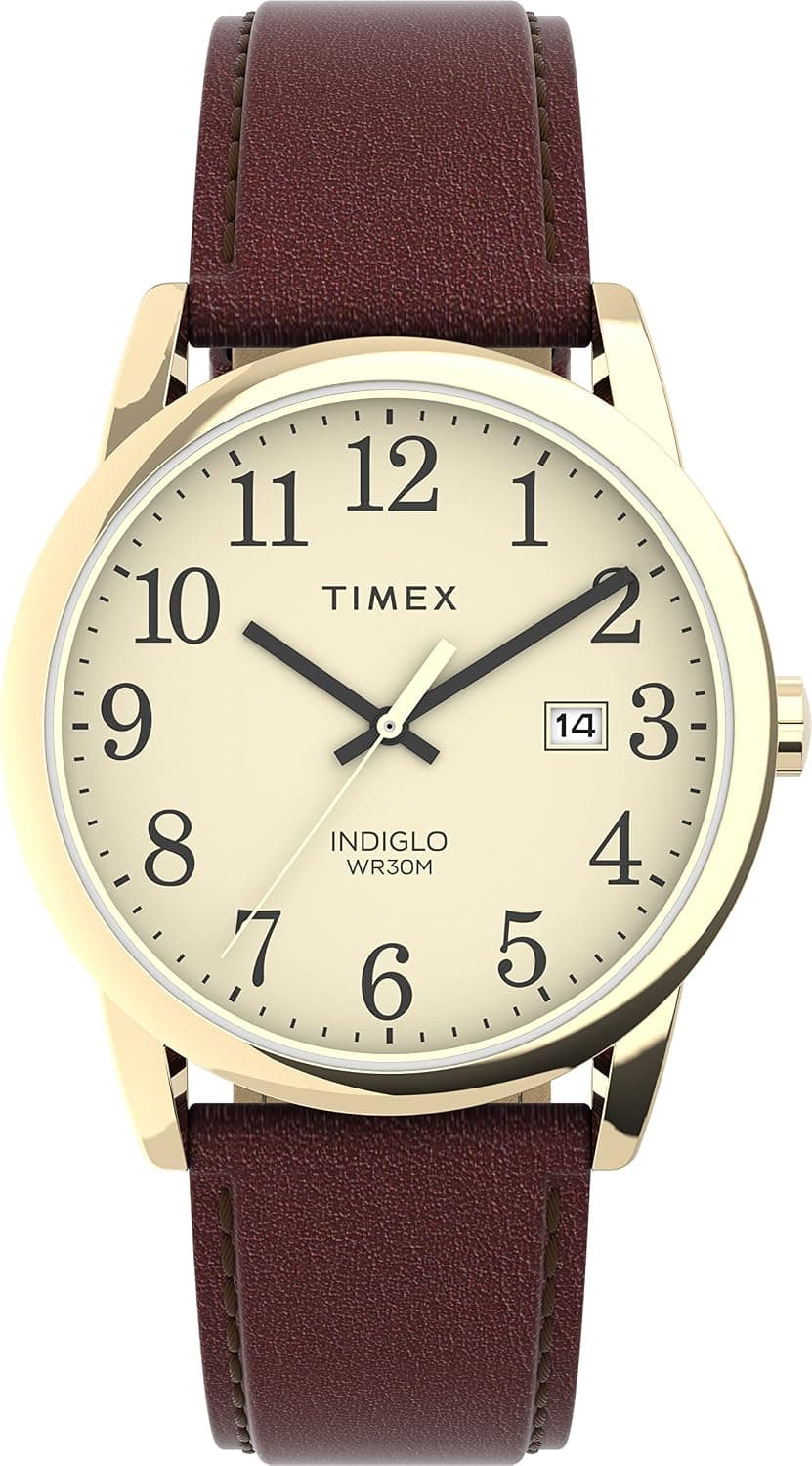 Timex Easy Reader TW2V689009J, 38 mm, weißes Zifferblatt, braunes Lederarmband