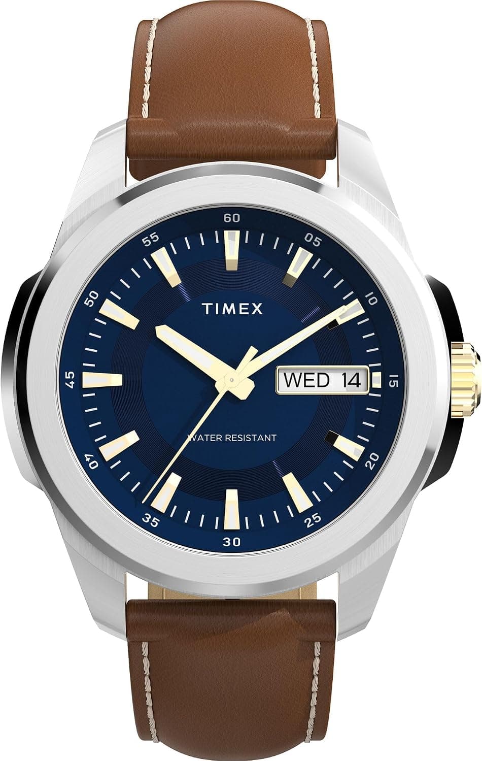 Timex Essex 45mm, Blue Dial Brown Leather