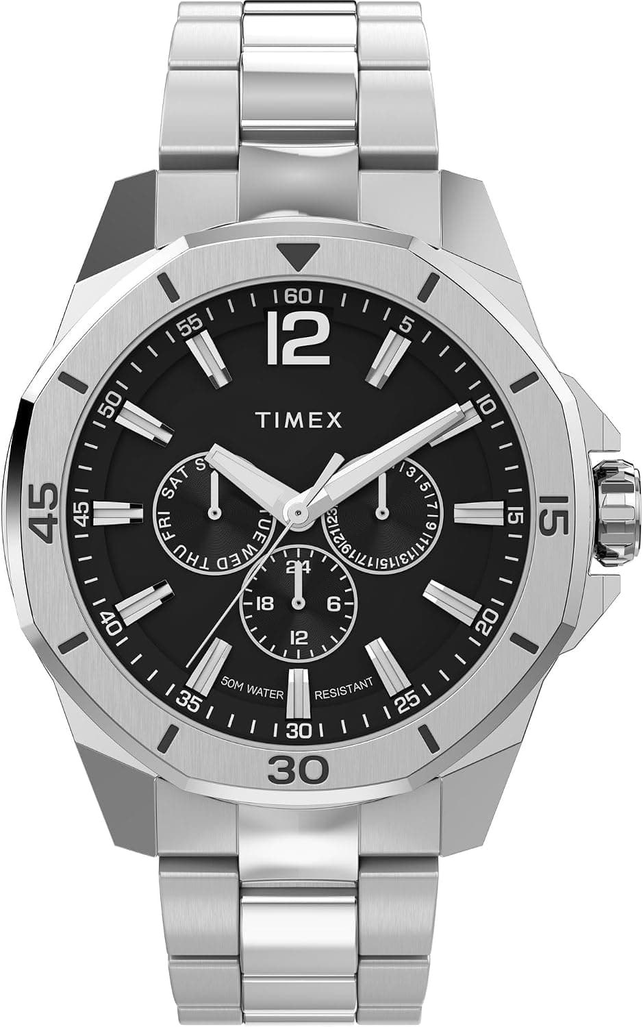 Timex Essex Avenue Day-Date 46mm, Black Dial