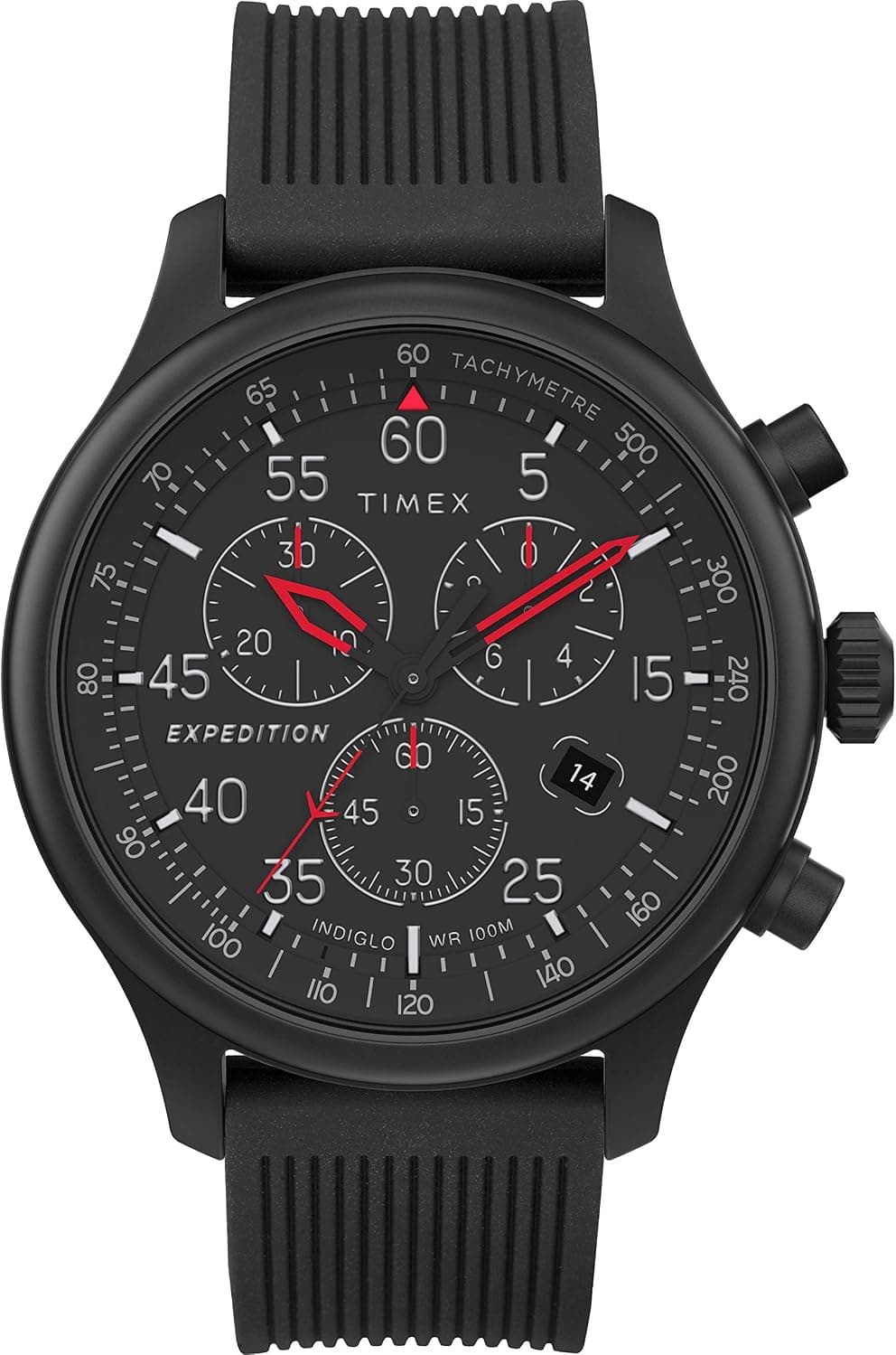 Timex Expedition TW4B207009J, 43 mm, schwarzes Zifferblatt, schwarzes Silikonarmband