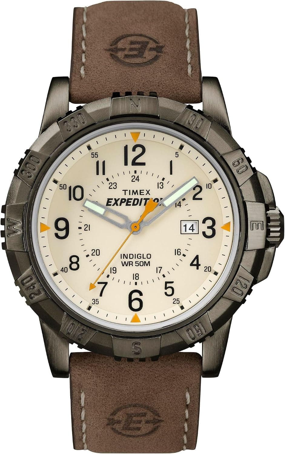 Timex Expedition Rugged Metal 45mm, Beige Dial Brown Leather