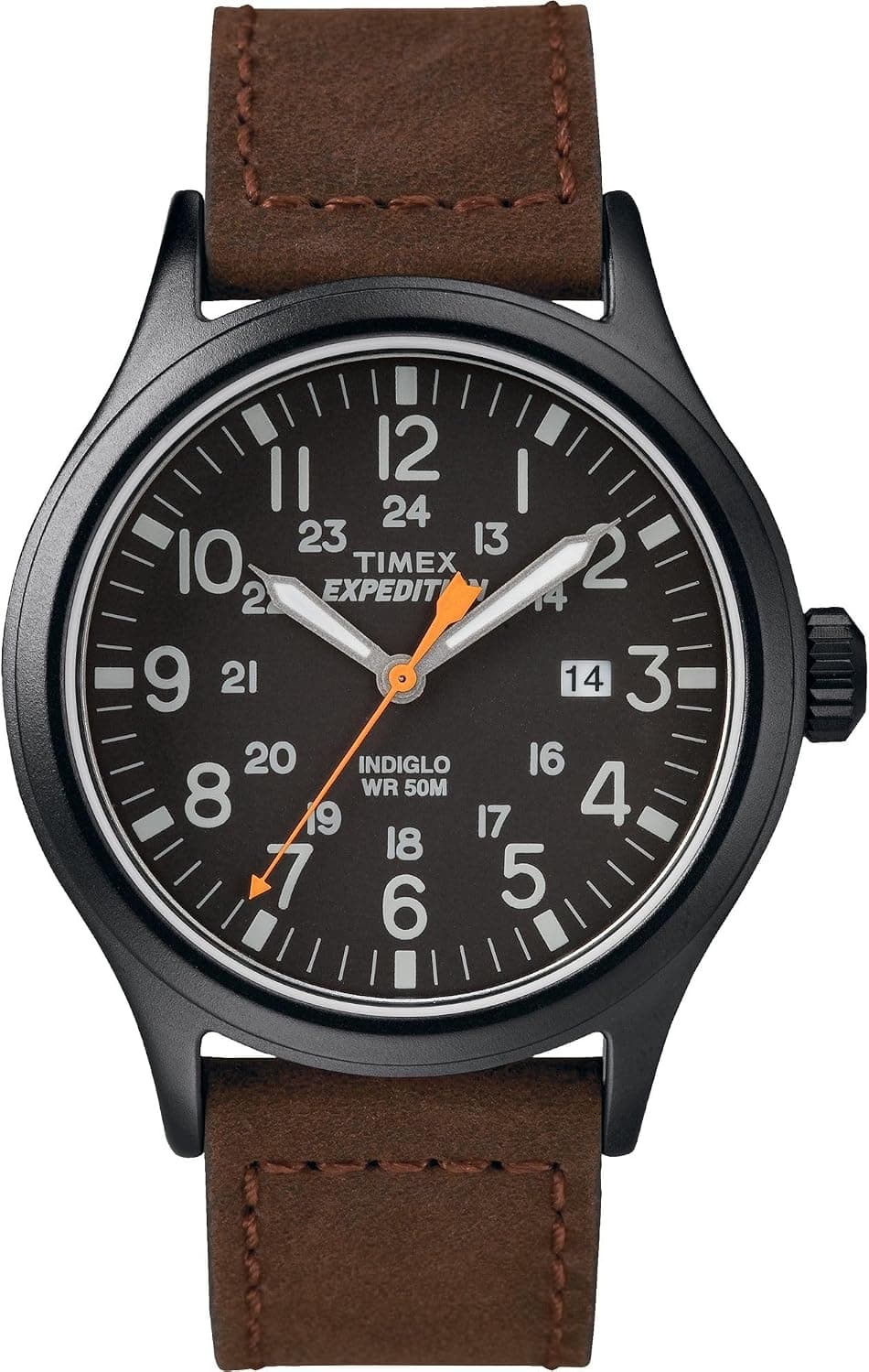 Timex Expedition Scout TW4B12500, 40 mm, schwarzes Zifferblatt, braunes Lederarmband