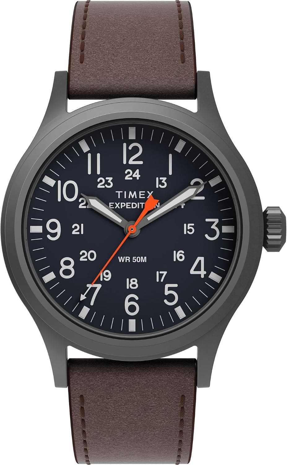 Timex Expedition Scout 40mm, Blue Dial Brown Leather