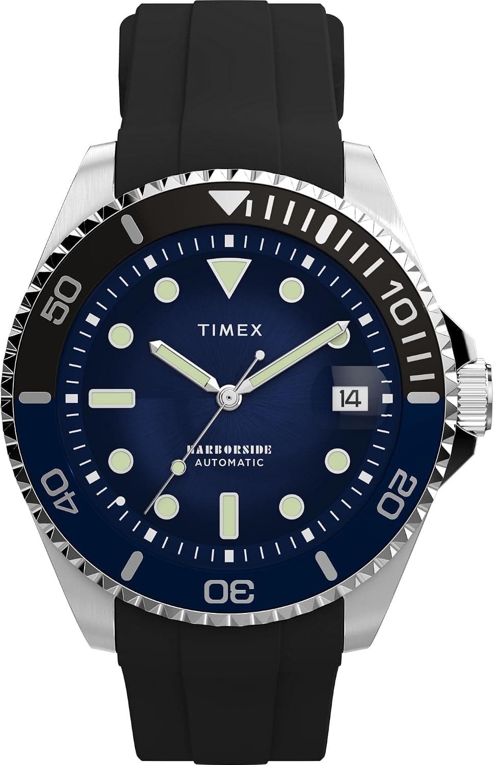 Timex Harborside Coast TW2Y51000VQ, 40mm, Blue Dial, Black Silicone Band