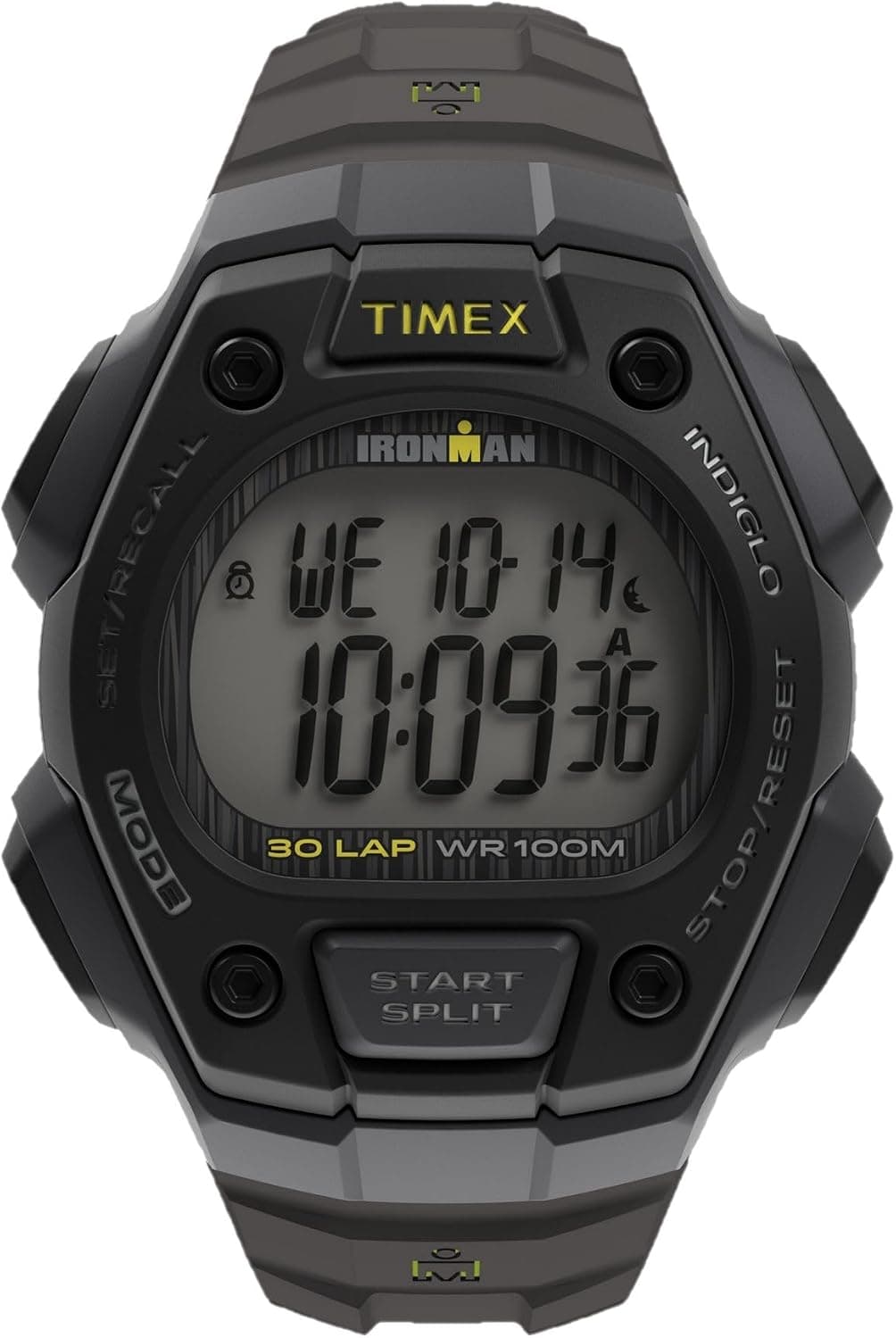 Timex Ironman Classic TW5M474009J, 42 mm, schwarzes Zifferblatt, graues Kunststoffarmband