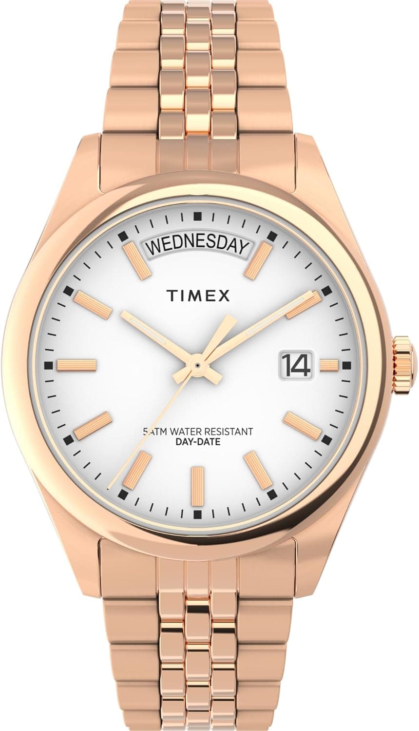 Timex Legacy TW2W32200VQ, 36 mm, weißes Zifferblatt, roségoldenes Edelstahlarmband
