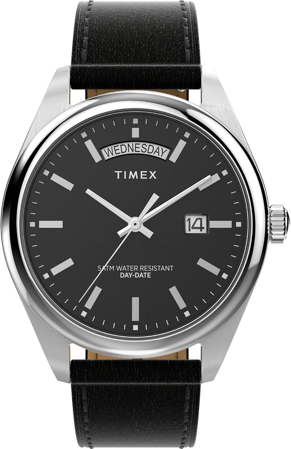 Timex Legacy TW2W57400VQ, 41 mm, schwarzes Zifferblatt, schwarzes Lederarmband