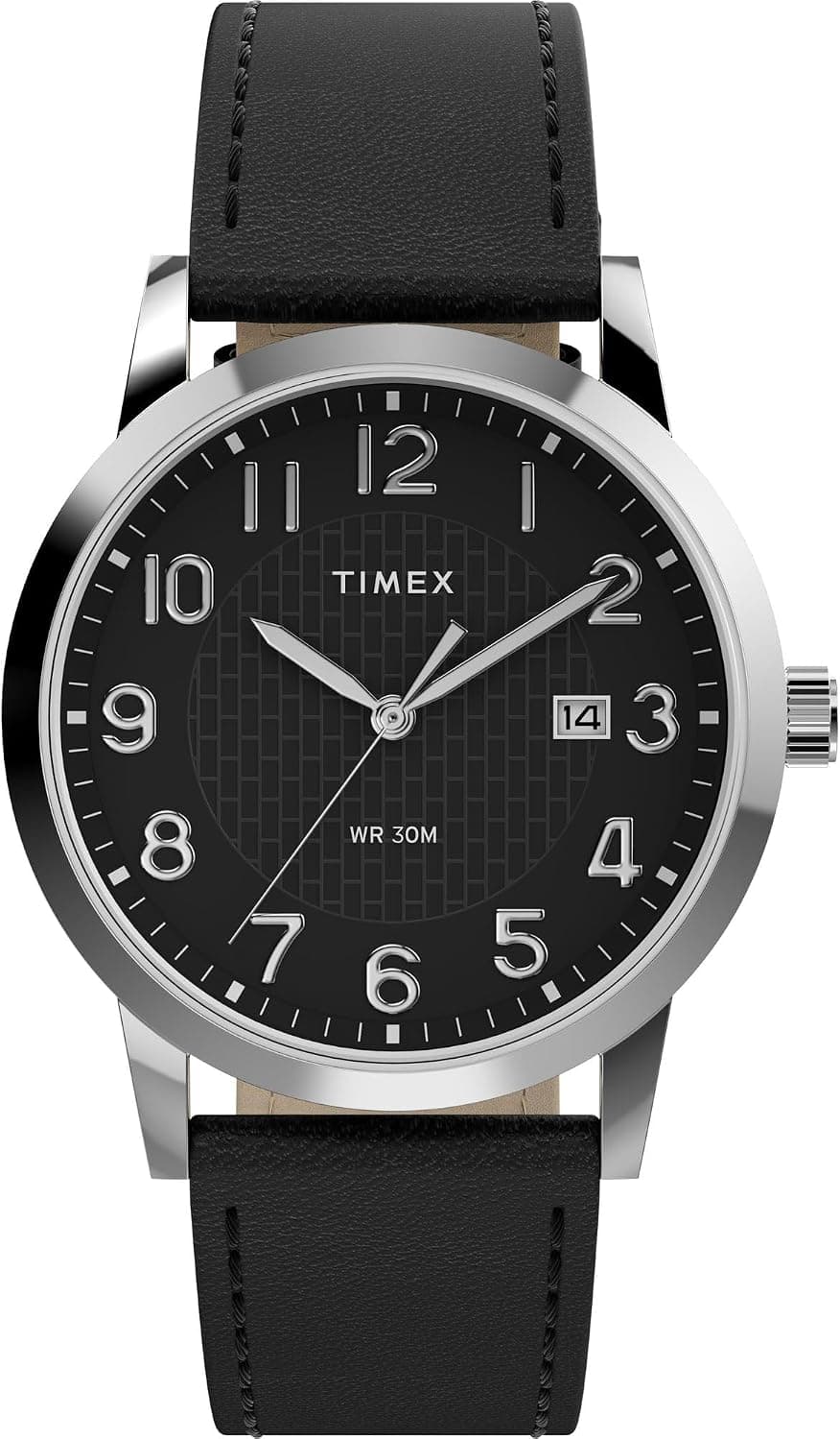 Timex Main Street 38mm, Black Dial Black Leather
