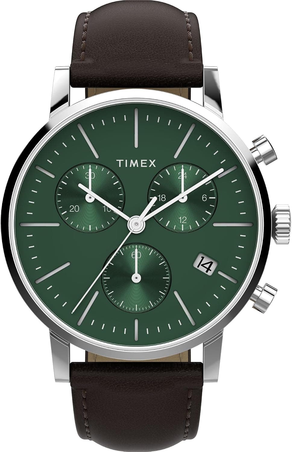 Timex Midtown TWH6Z6010VQ, 40mm, Green Dial, Brown Leather Band
