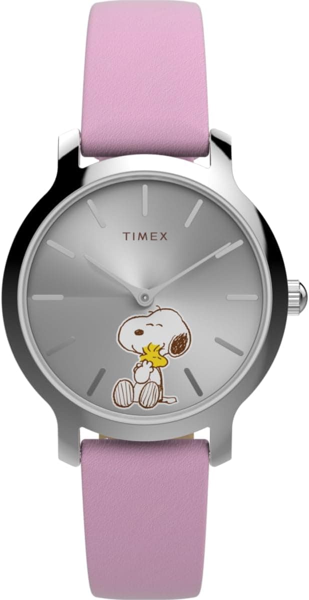 Timex Peanuts Transcend 31mm, Silver Dial Purple Leather