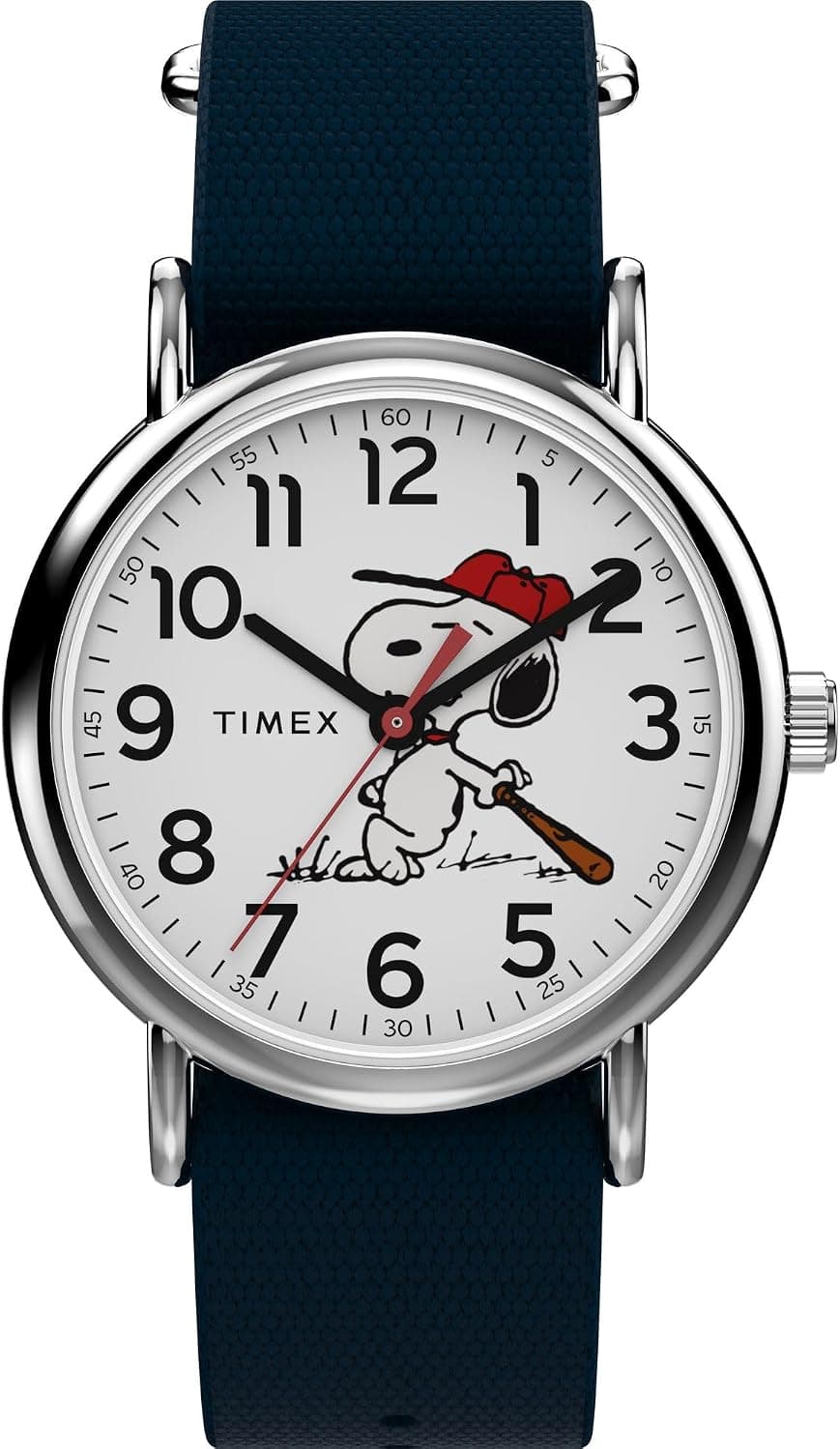 Timex Peanuts Weekender Baseball 38mm, White Dial Blue Fabric