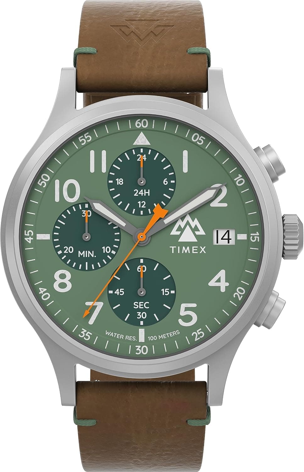 Timex Sierra TW2W16400JR, 42 mm, grünes Zifferblatt, braunes Lederarmband