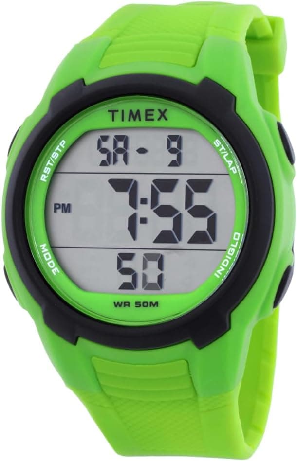 Timex T100 TW5M628009J, 40 mm, mehrfarbiges Zifferblatt, grünes Kunststoffarmband