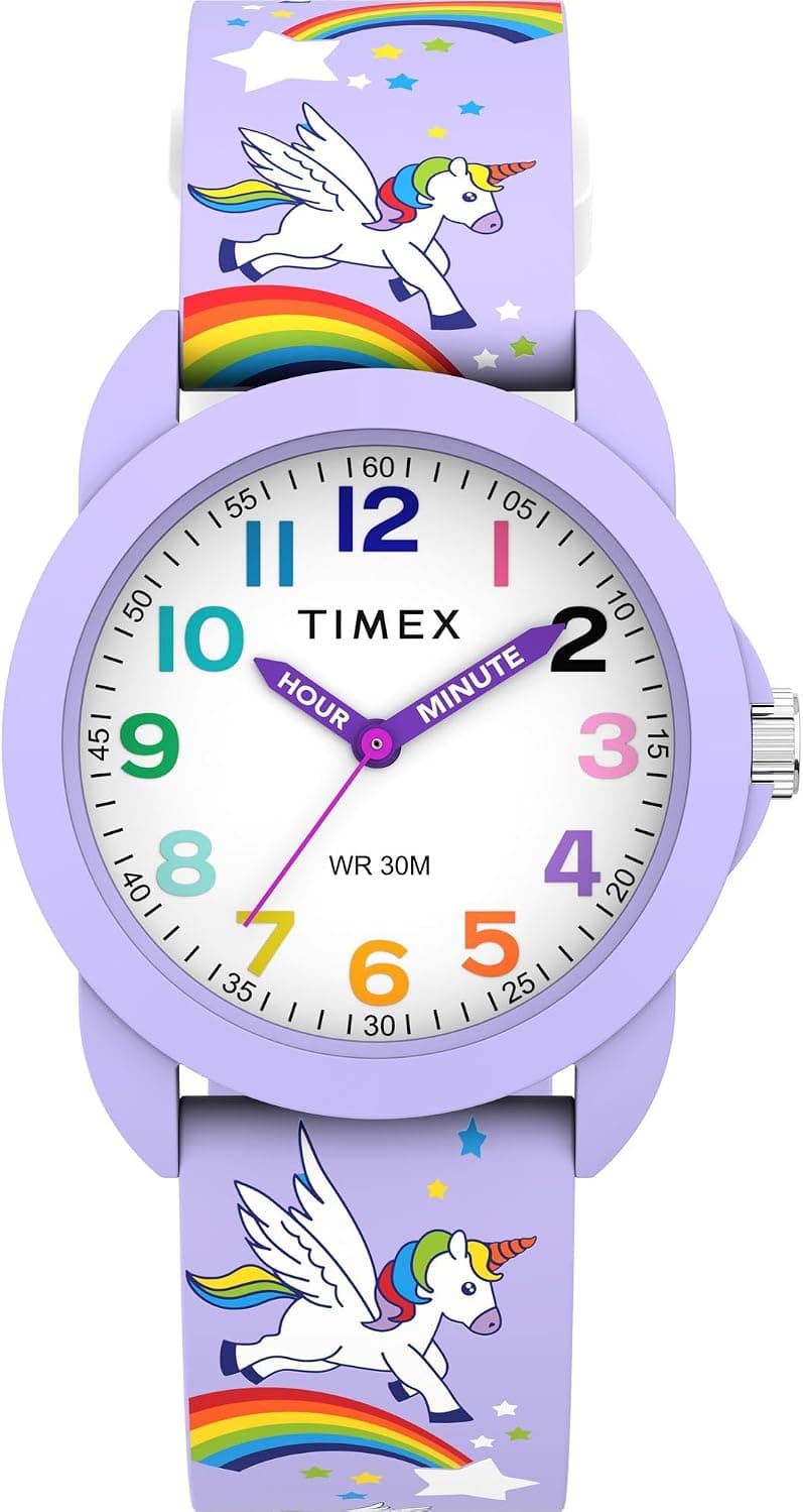 Timex Time Teacher 30mm, White Dial Purple Silicone