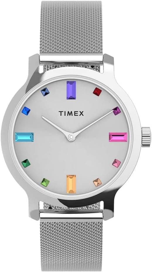 Timex Transcend TW2U92900VQ, 31 mm, silbernes Zifferblatt, silbernes Edelstahlarmband