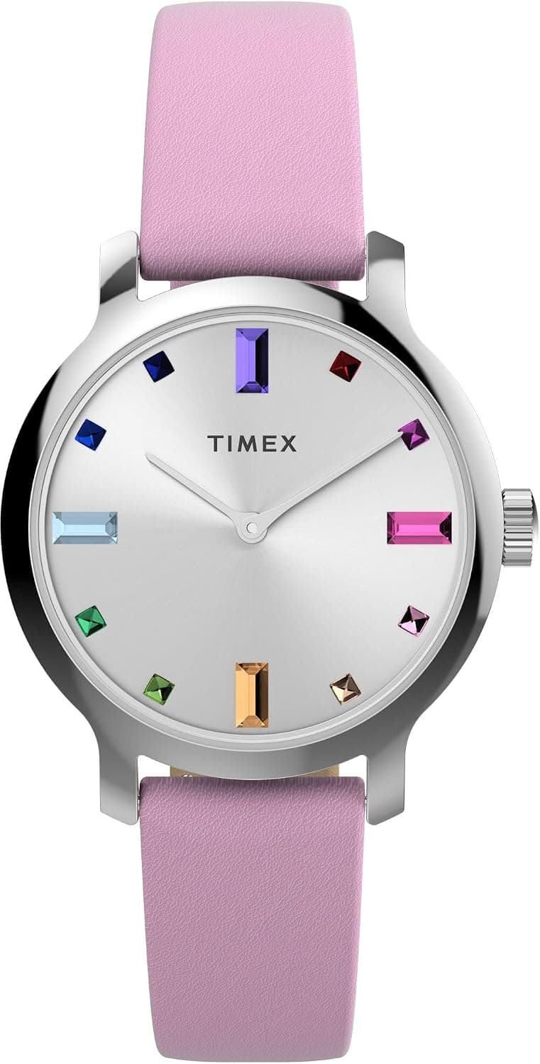 Timex Transcend TW2W84800VQ, 31mm, Silver Dial, Purple Leather Band