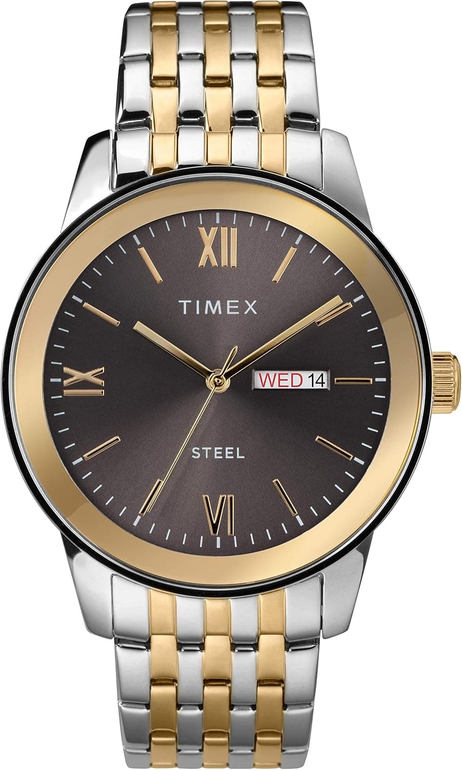 Timex Dress Day-Date 41mm, Black Dial Two Tone Stainless steel