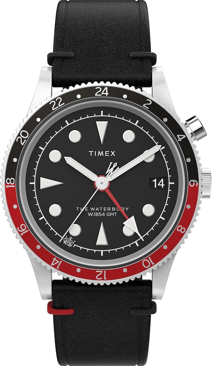 Timex Waterbury TW2W22800VQ, 39 mm, schwarzes Zifferblatt, schwarzes Lederarmband