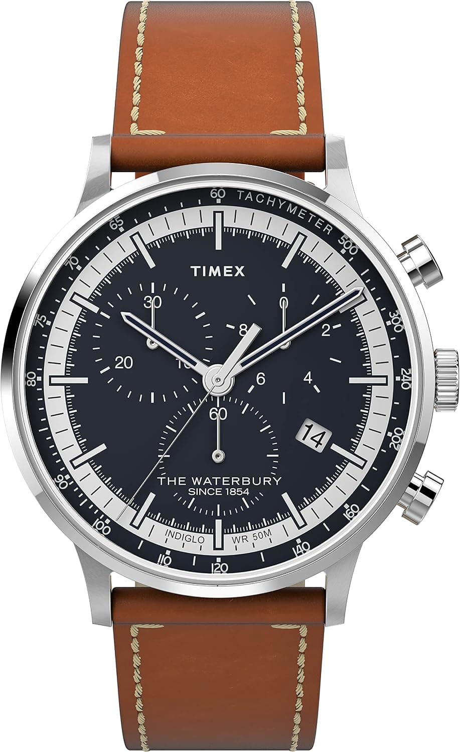 Timex Waterbury Classic TW2V30800VQ, 40mm, Blue Dial, Brown Leather Band