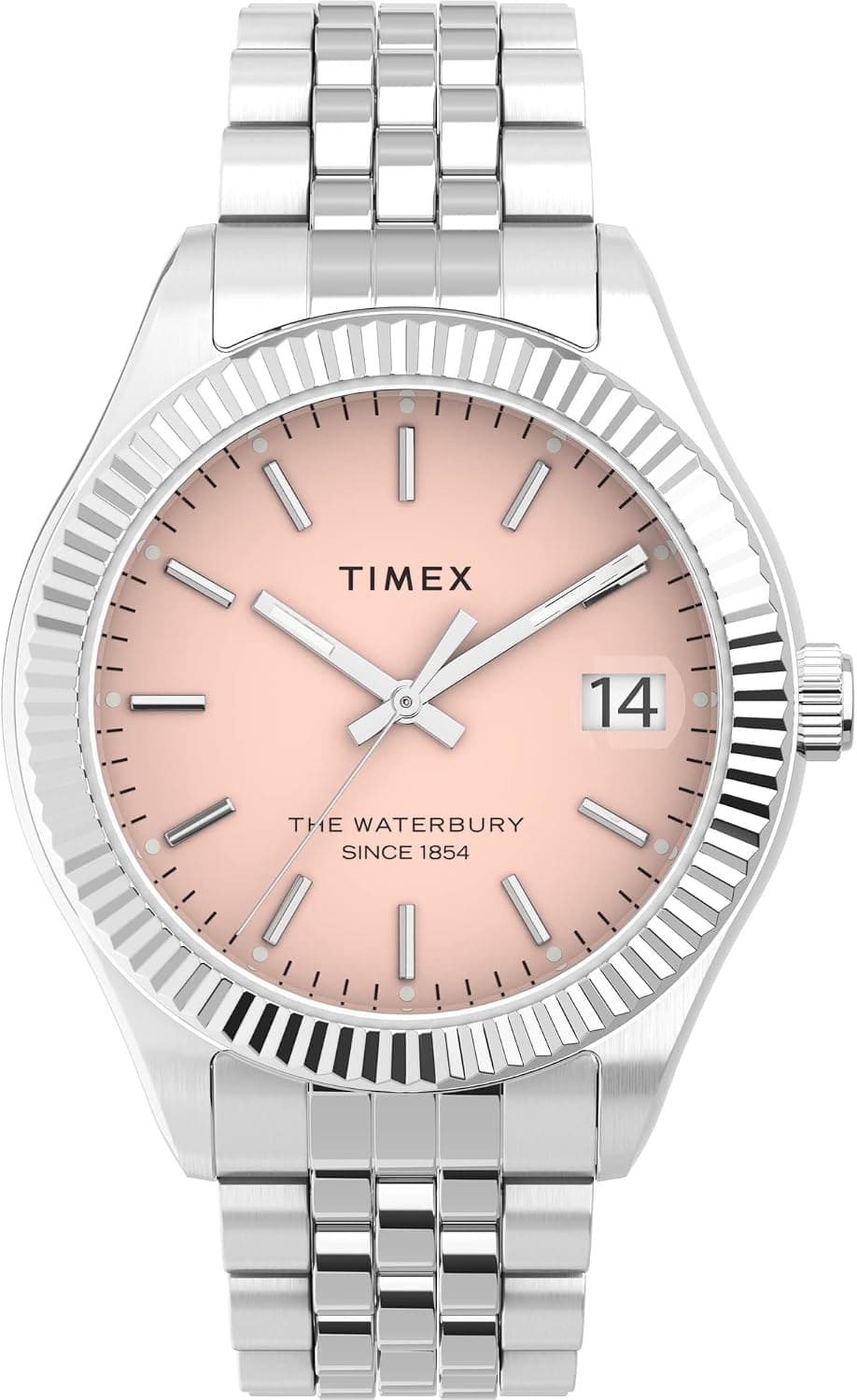 Timex Waterbury 34mm, Pink Dial Silver Stainless steel