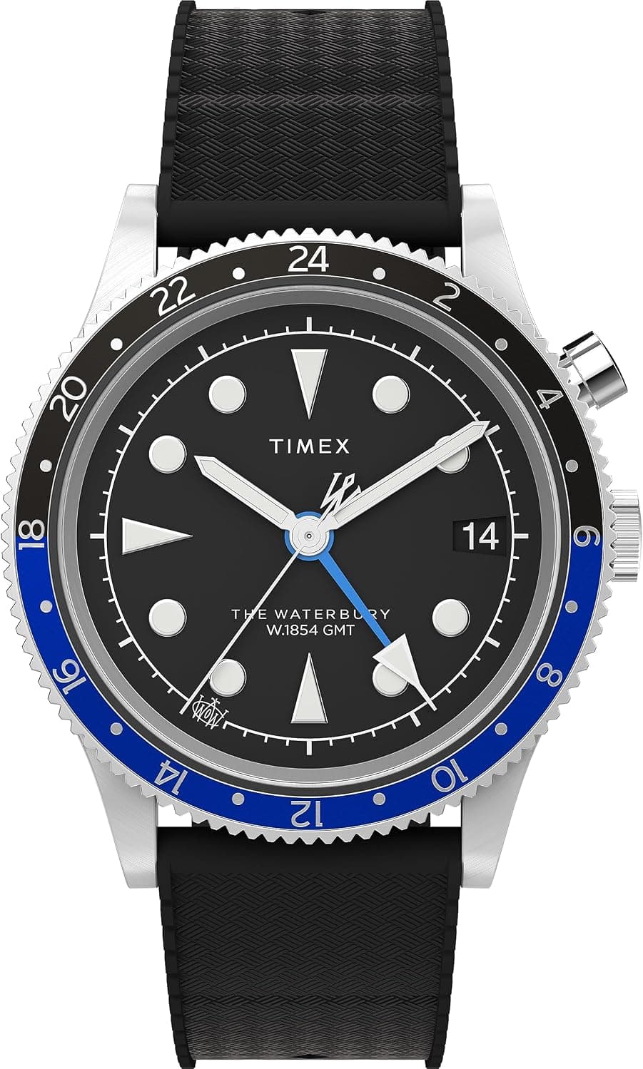 Timex Waterbury TW2W22600UK, 39mm, Black Dial, Black Rubber Band