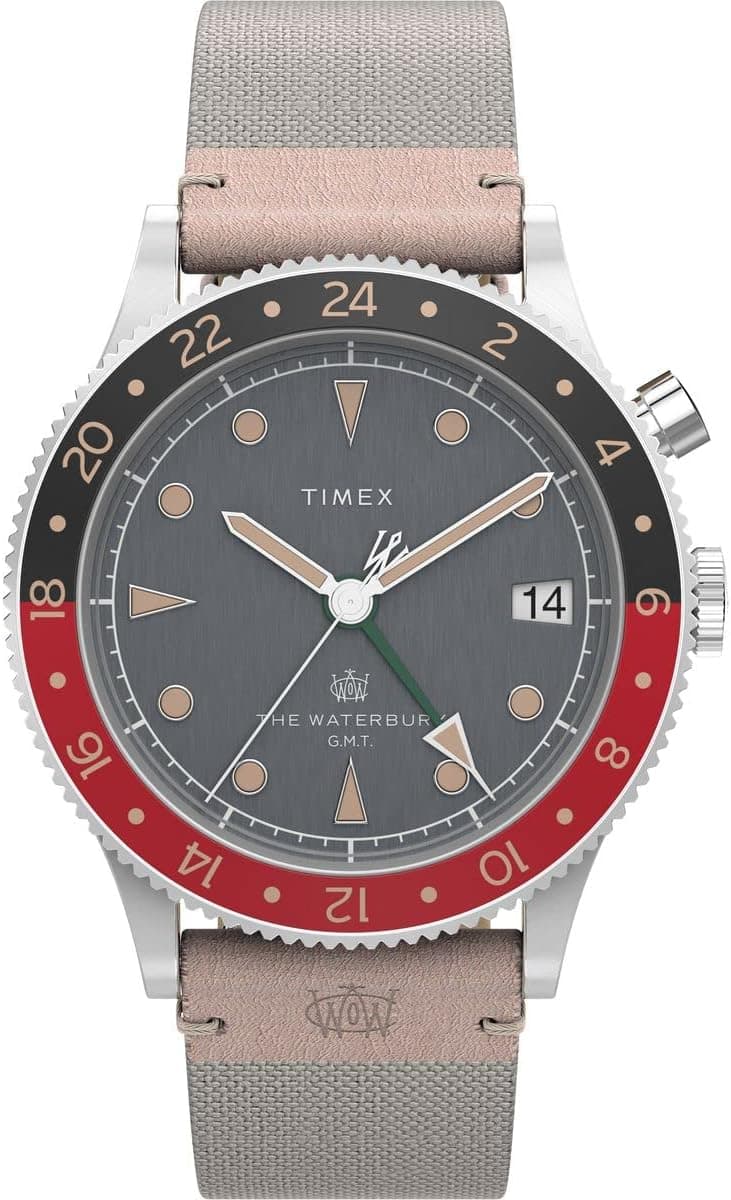 Timex Waterbury, Black Dial White Fabric
