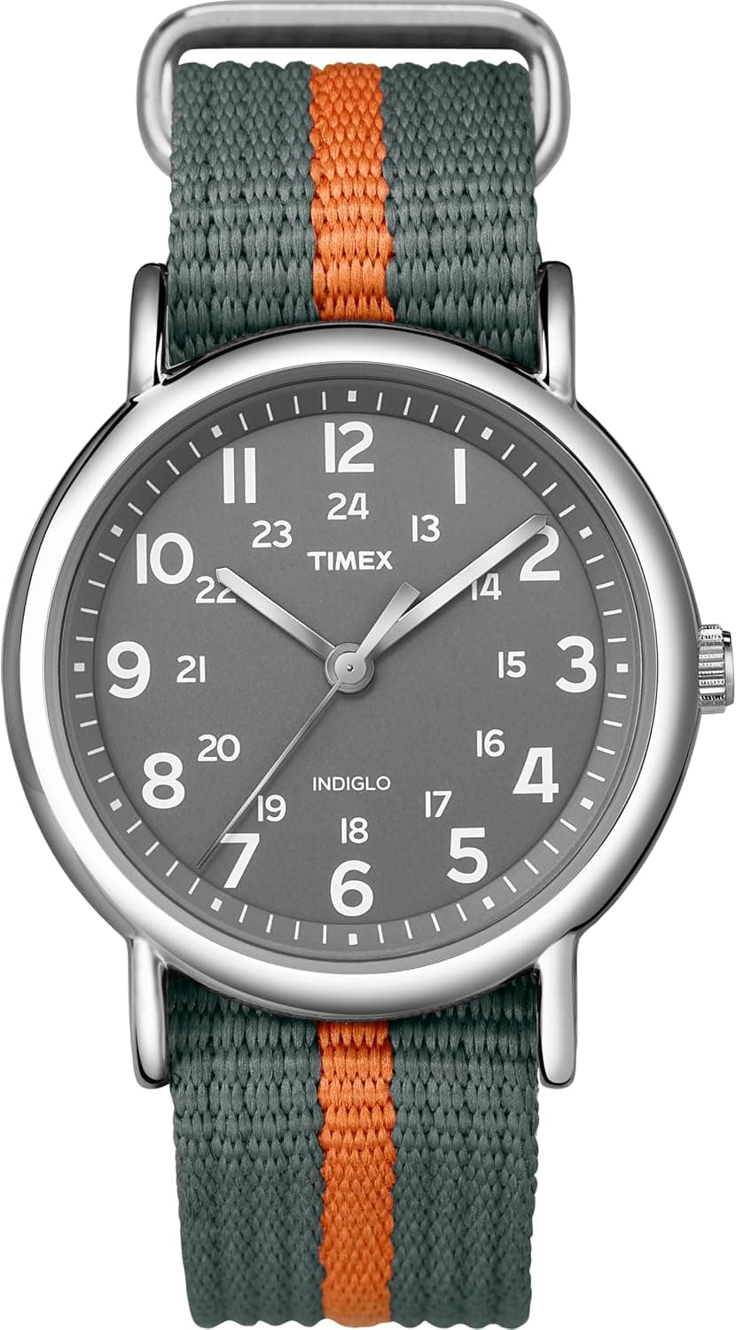 Timex Weekender T2N649, 38 mm, graues Zifferblatt, graues Stoffarmband