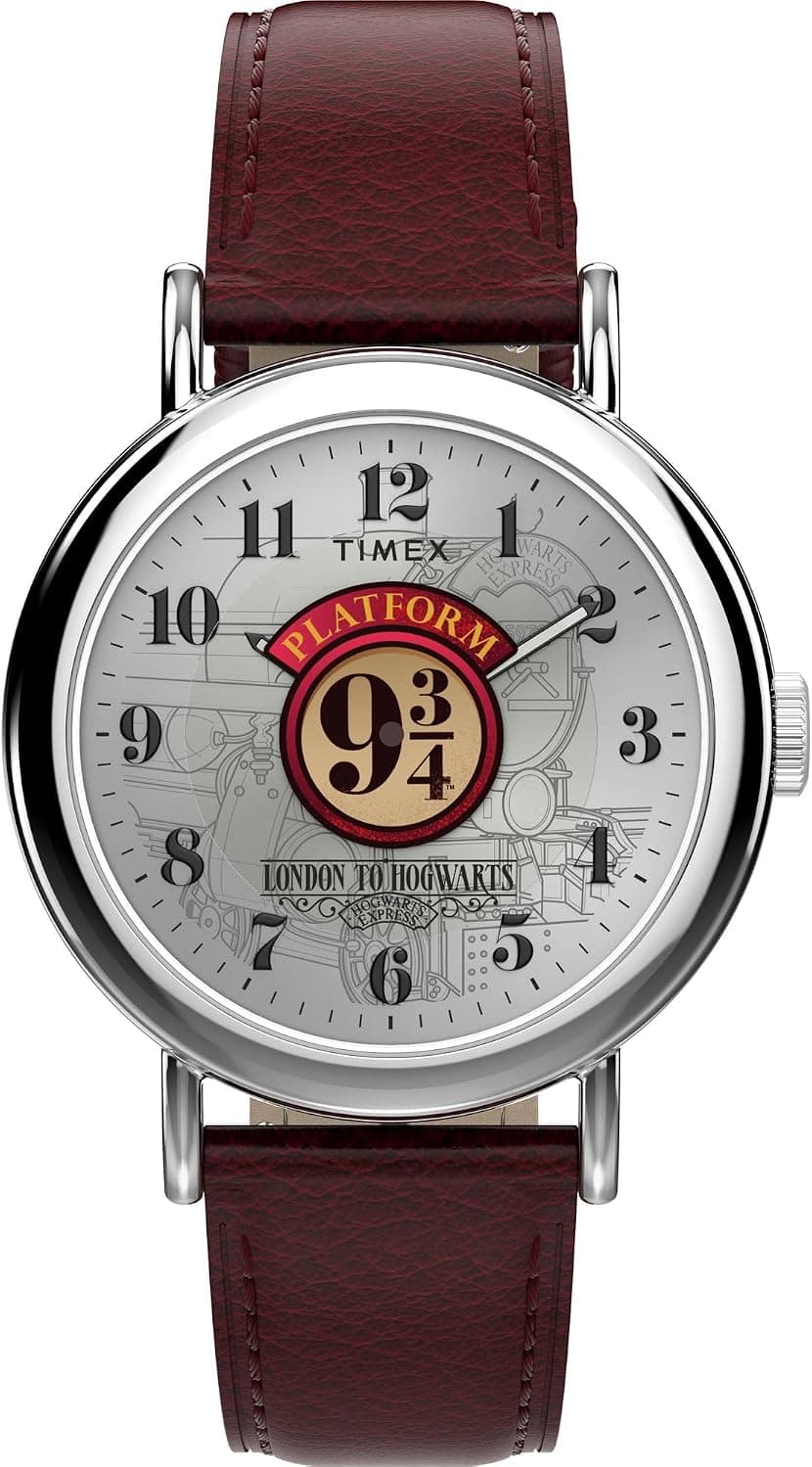 Timex Weekender Platform 9 ¾ 37mm, Silver Dial Red Leather