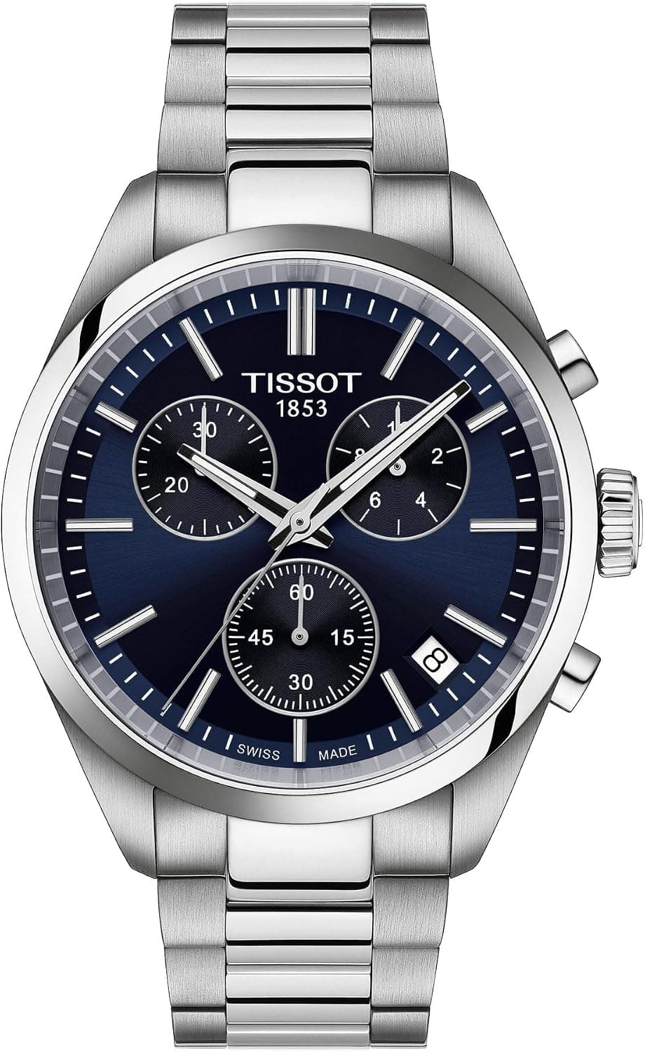 Tissot PR 100 T1504171104100, 40 mm, blaues Zifferblatt, graues Edelstahlarmband