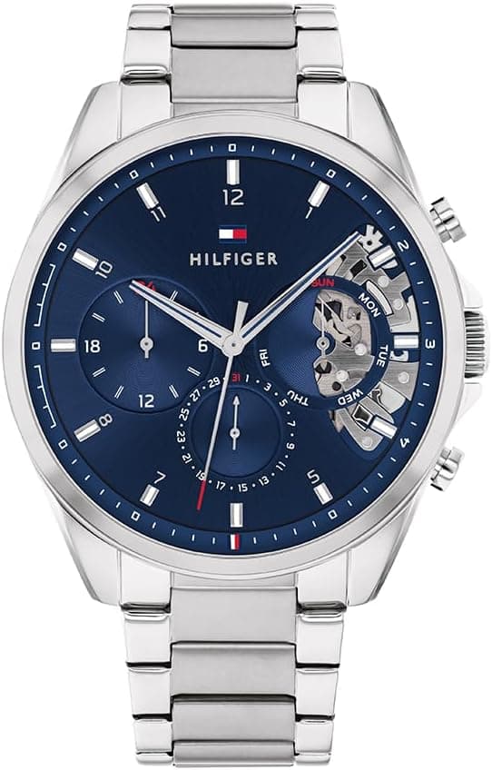 Tommy Hilfiger 1710448, 44mm, Blue Dial, Silver Stainless Steel Bracelet