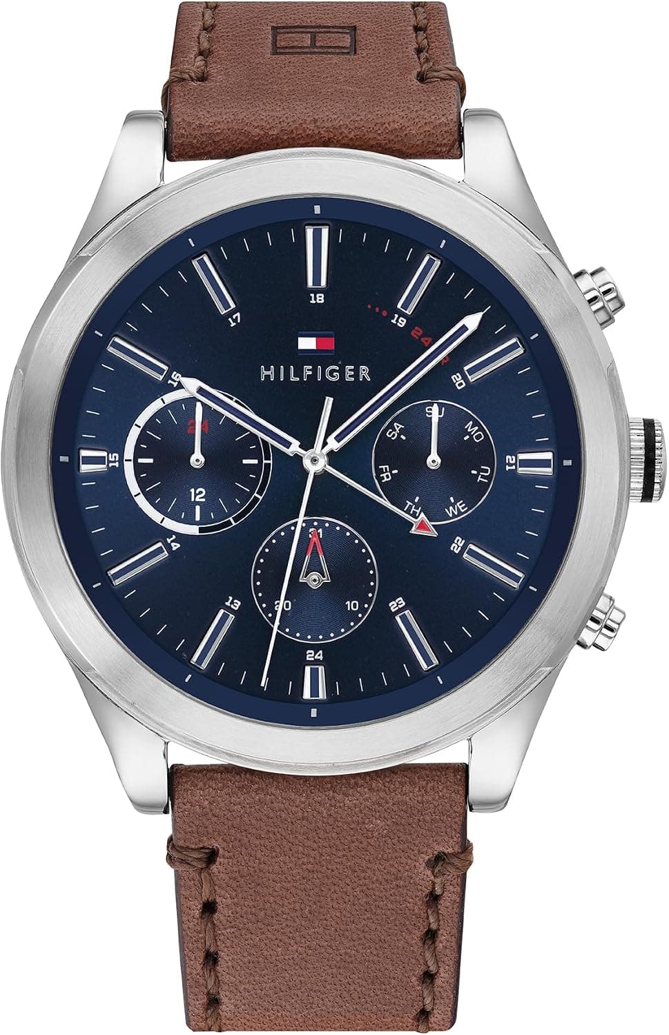 Tommy Hilfiger 1791741, 22mm, Blue Dial, Brown Leather Band