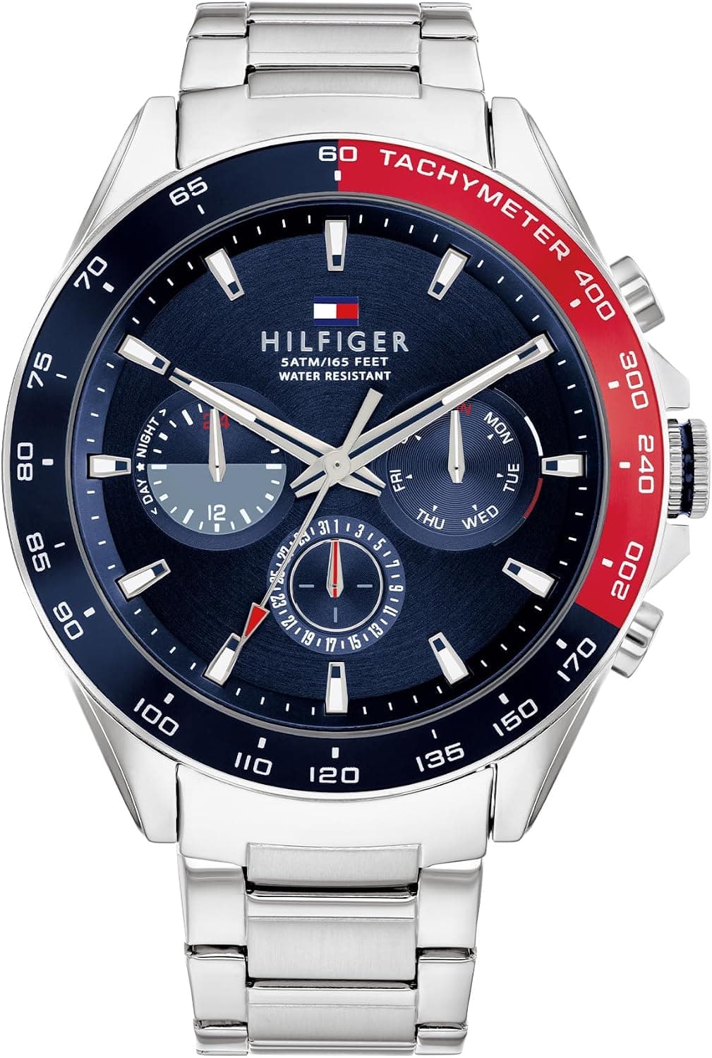 Tommy Hilfiger 1791968, 46mm, Blue Dial, Silver Stainless Steel Bracelet