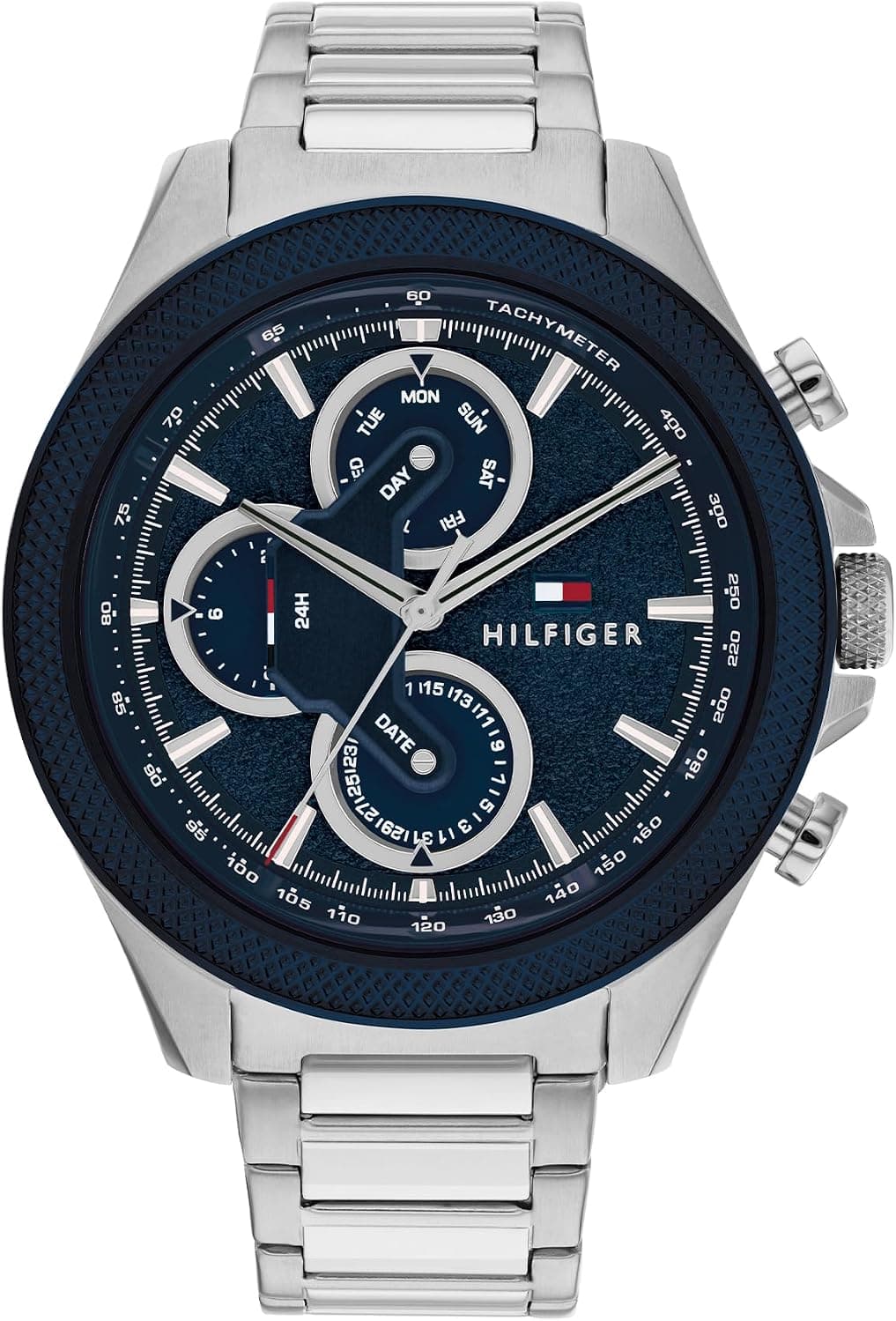 Tommy Hilfiger 1792080, 46mm, Blue Dial, Silver Stainless Steel Bracelet