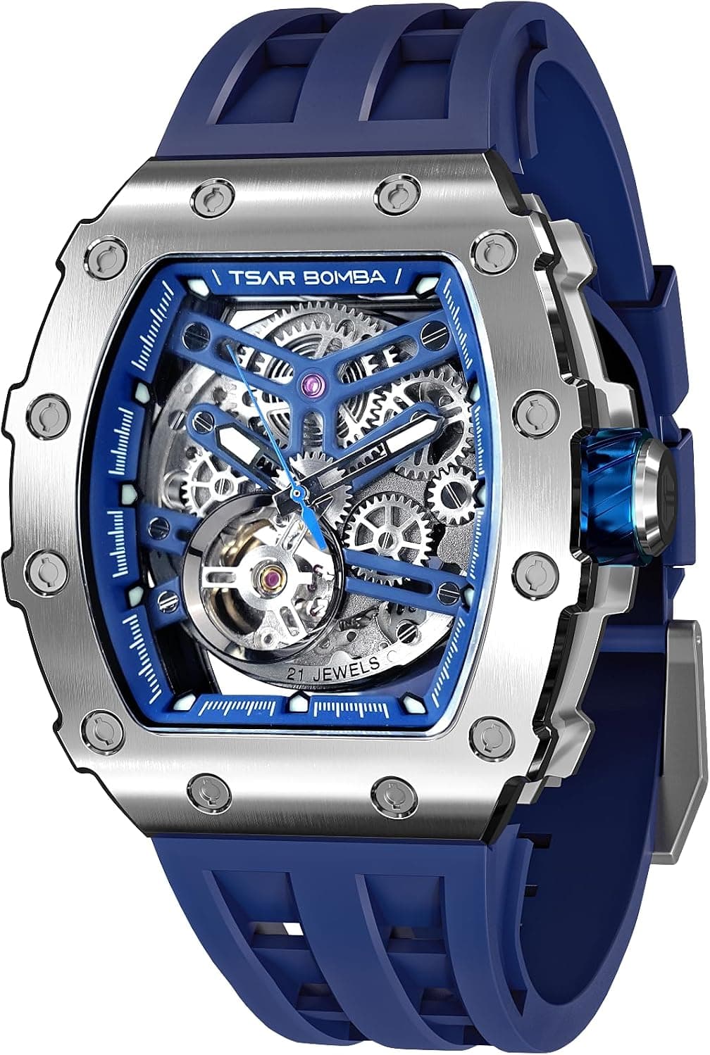 Tsar Bomba TB-8208, 44mm, Silver Dial, Blue Silicone Band