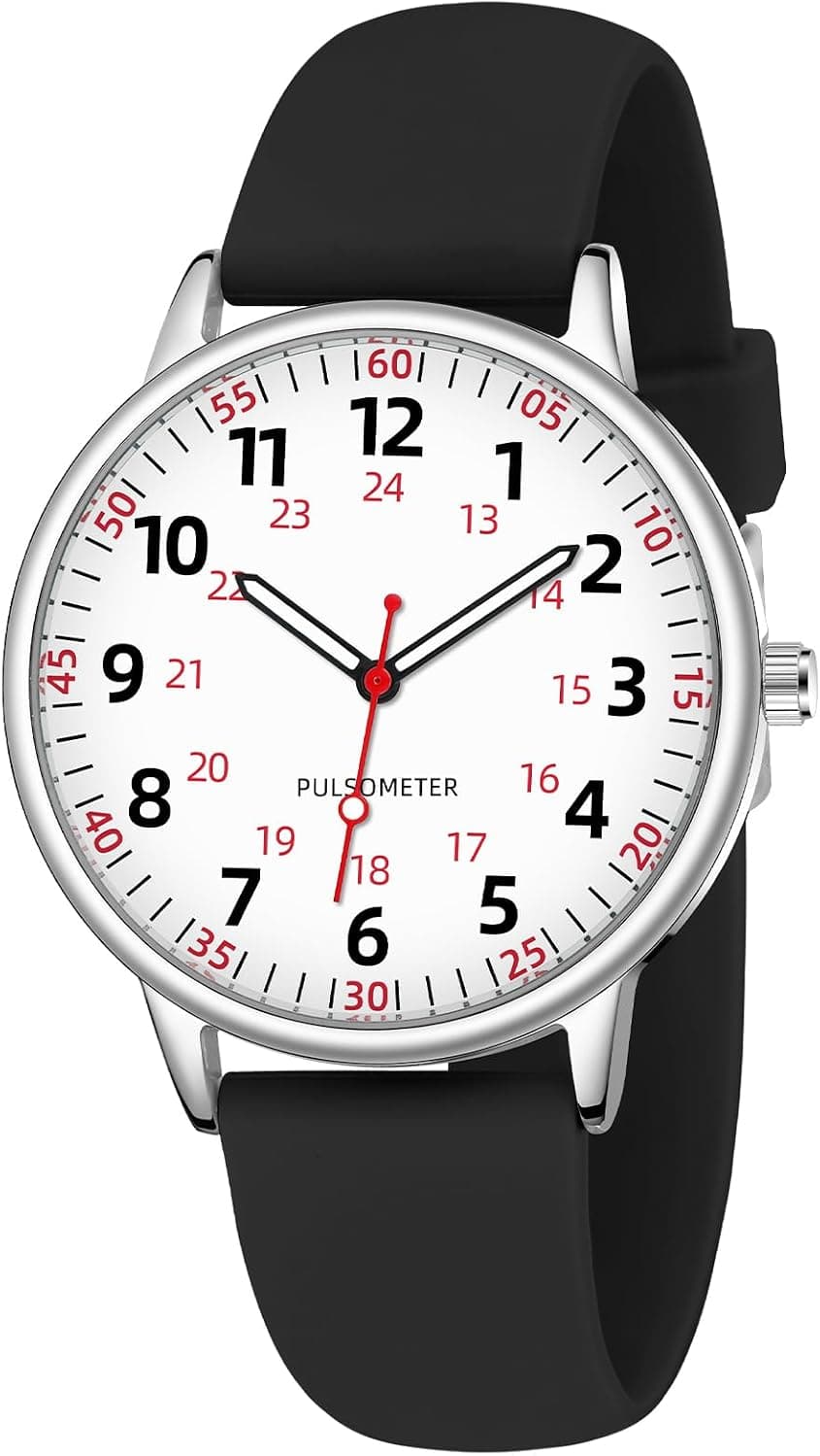 Twoption 27 NURSEWATCH27, 38mm, White Dial, Black Silicone Band