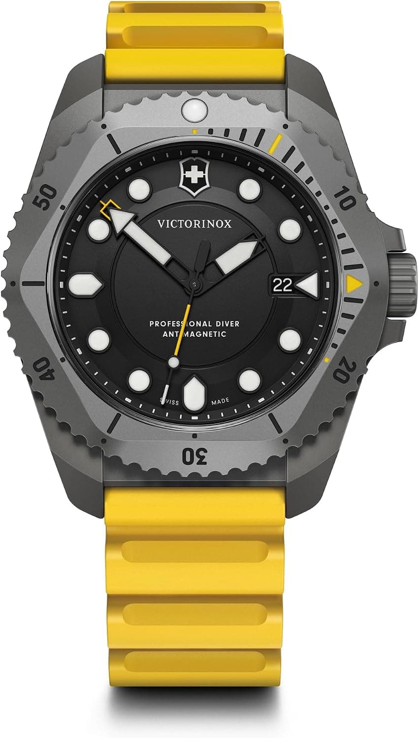 Victorinox Swiss Army 241992 43mm, Black Dial Yellow Rubber