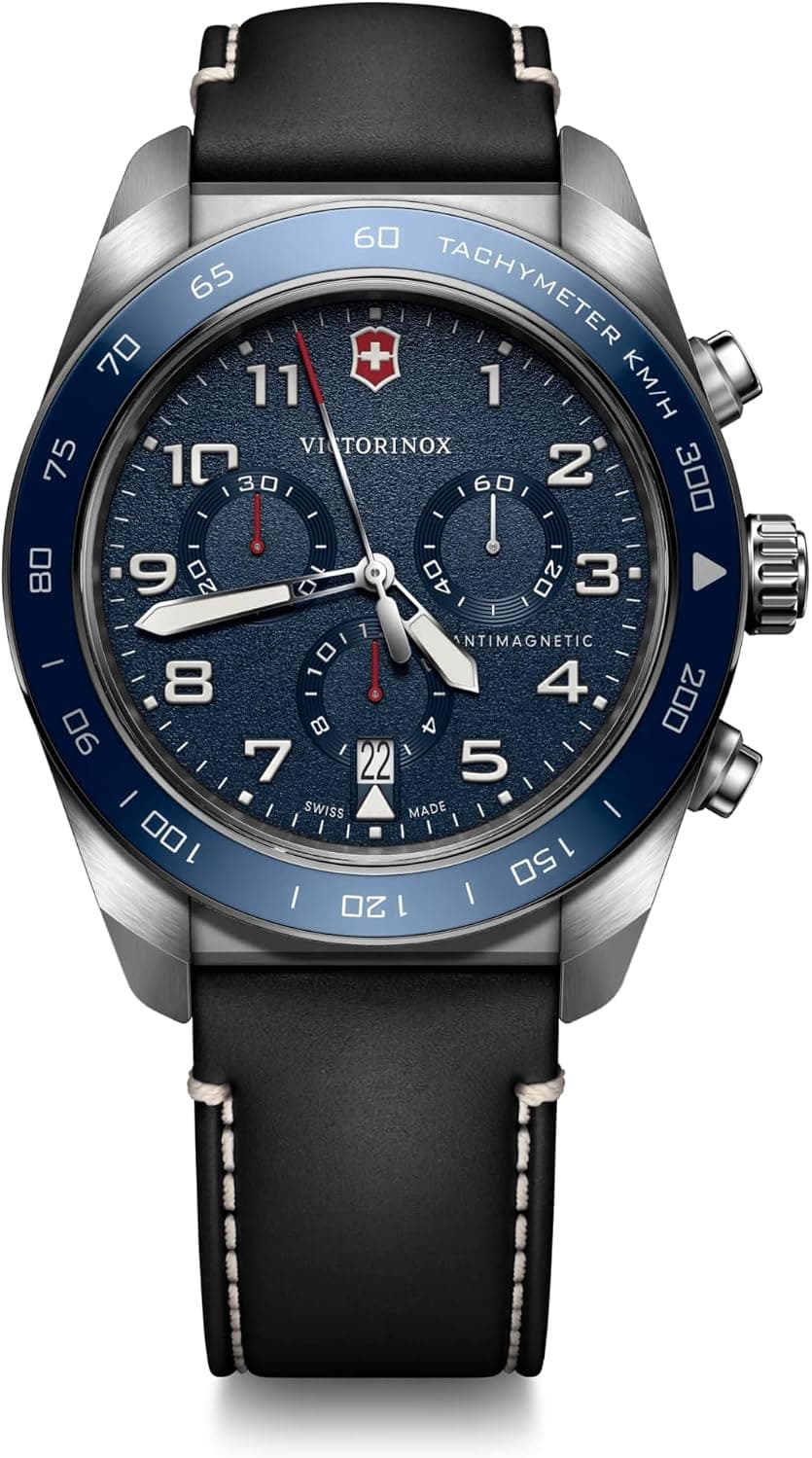 Victorinox Swiss Army Chronograph Blue Dial Brown Leather 42mm