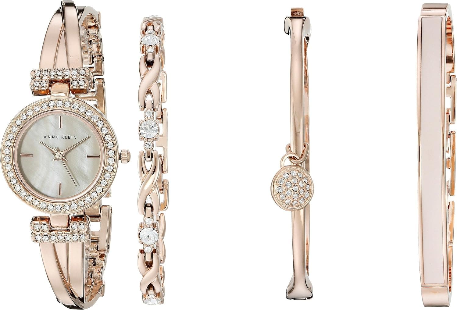 Anne Klein, 24mm, Pink Dial, Rose Gold Metal Bracelet