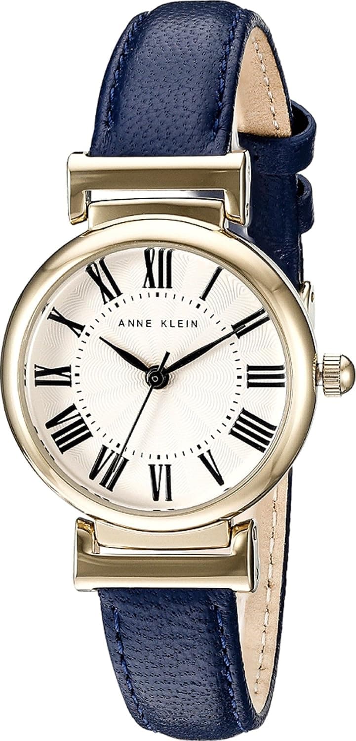 Anne Klein AK/2246CRNV, 28mm, Beige Dial, Blue Leather Band