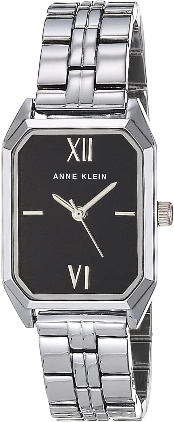 Anne Klein AK/3775BKSV, 24mm, Black Dial, Silver Metal Bracelet