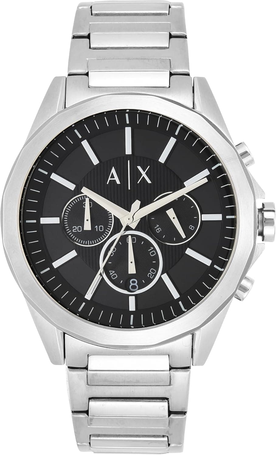 Armani Exchange Dress 44mm, Black Dial Silver Stainless steel