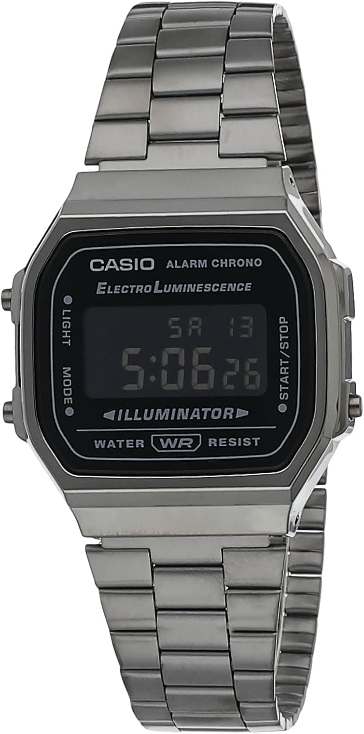 Casio Digital Watch4 39mm, Graues Zifferblatt Schwarz Edelstahl