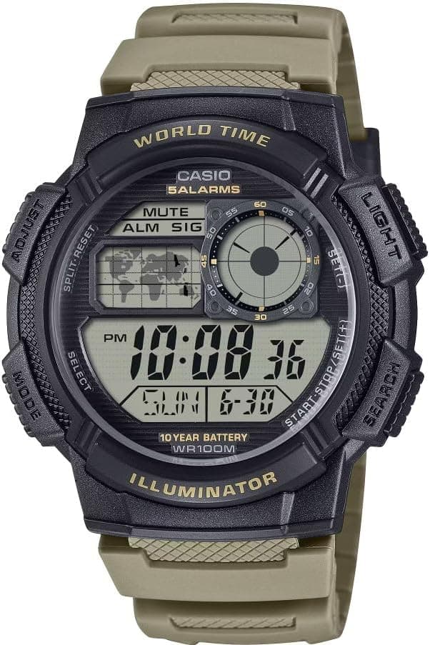 Casio AE-1000W Series Men’s Digital Black Gray 48mm, Transparent