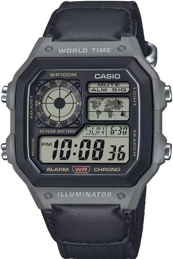 Casio Series Black Green LED Illuminator World 42mm, Klar Zifferb
