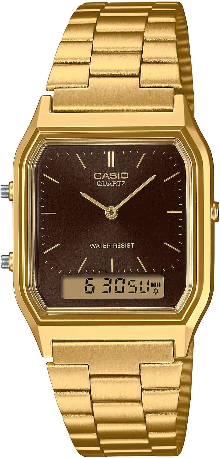 Casio Analog with Strap 30mm, Gold Dial Gold Stainless steel