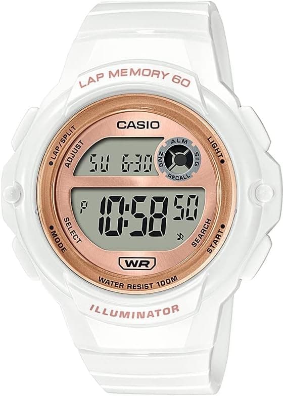 Casio Lap Memory 60 LWS1200-7A2V 40mm, White Dial White Resin