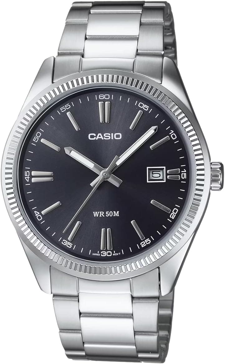 Casio Vintage Collection Analog 38mm, Black Dial Silver Stainless