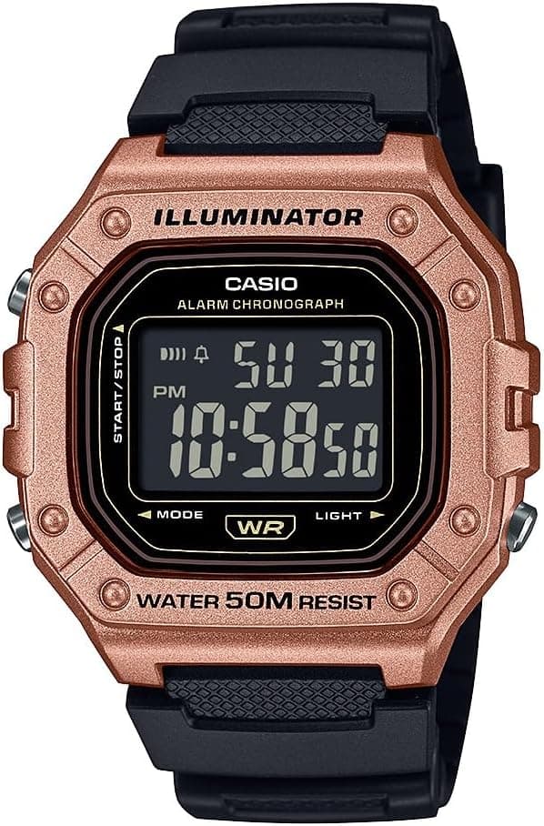 Casio W-218HM-5BV Series Men’s Digital Black G 43mm, Siyah Kadran