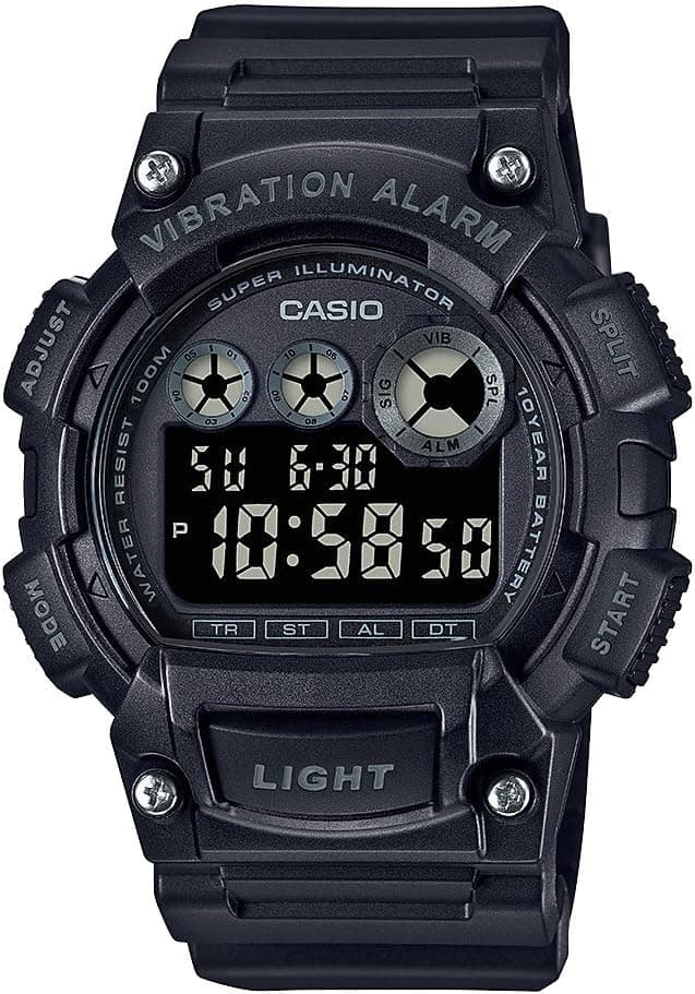 Casio Men'S D Rsn Black (W735H-1BV) 44mm, Black Dial Black Resin