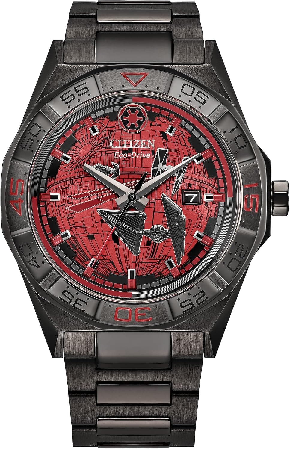 Citizen Death Star AW1857-57W, 42mm, Black Dial, Black Stainless Steel Bracelet